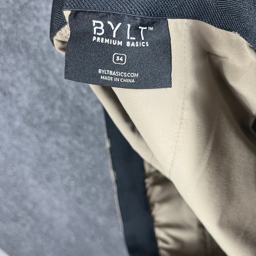 BYLT Premium Basics Everyday Pant Mens 34 Khaki Tapered Tech Chino Performance - Picture 5 of 9